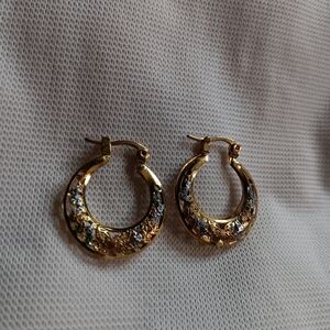 Gold And Silver 1" Pierced Hoop Earrings